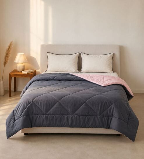 Grey & Pink 200 GSM Reversible Comforter