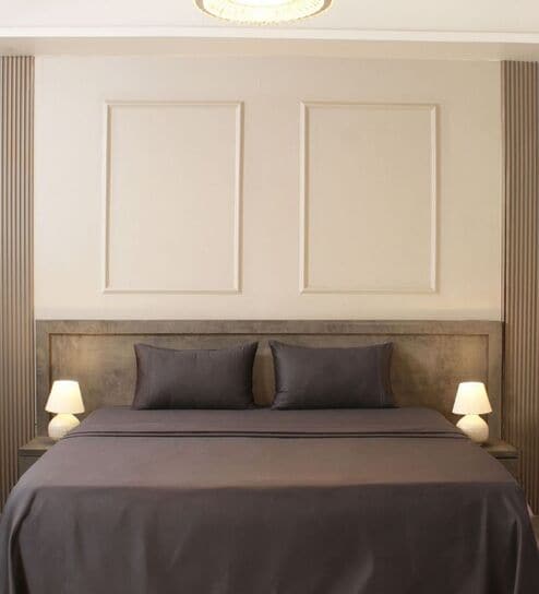 Dark Grey 400TC  Solid Embroidery Superking Bedsheet with 2 Pillow Covers