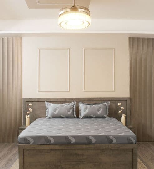 Dark Grey Floral 600TC Cotton Super King Sized Double Bedsheet with 2 Embroidery Pillow Covers
