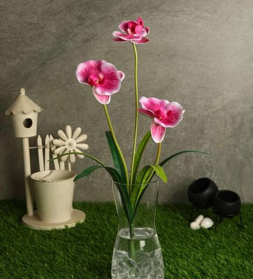 Pink Polyester Dark Stunning Orchid Artificial Flowers