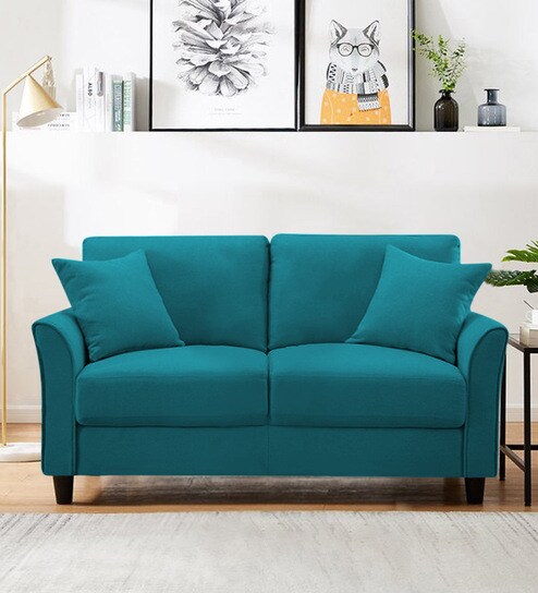 Buy Daroo Velvet 2 Seater Sofa in Pine Green Colour at 58% OFF by ...