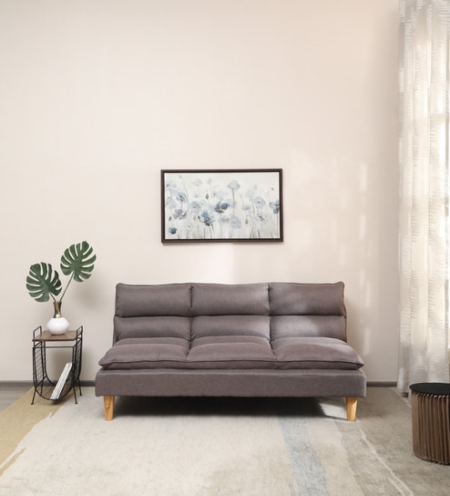 Darwin Fabric Convertible Sofa Cum Bed In Grey Colour