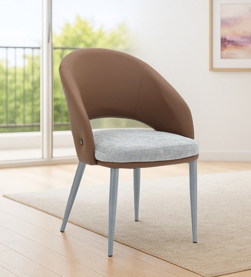 Dash Leatherette Dining Chair In Medium Brown Finish