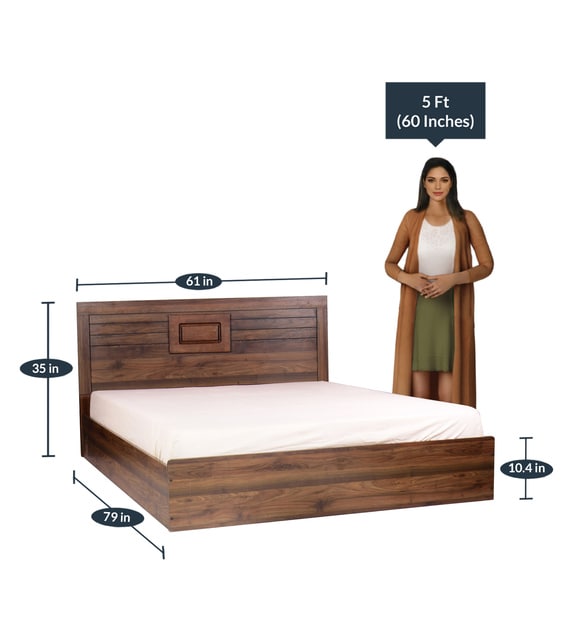 Buy Daichi Queen Size Bed with Two Bedside Tables in Columbia Walnut