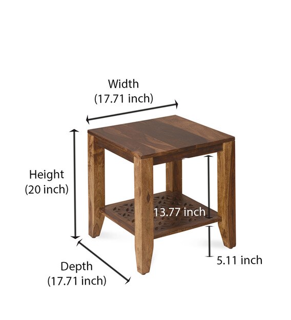 Buy Dalia Solid Wood End Table Natural In Walnut Colour By Home Online Contemporary End Tables Tables Furniture Pepperfry Product