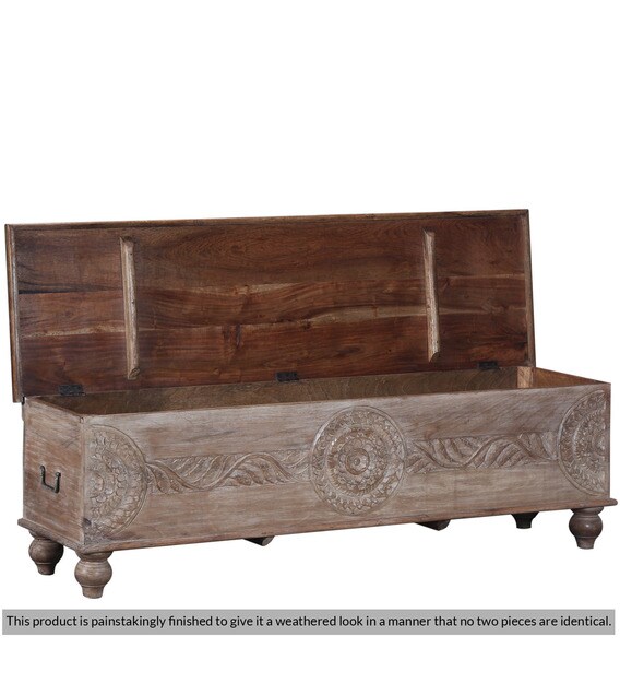 Buy Damion Solid Wood Trunk Box in Distress Finish Bohemiana By