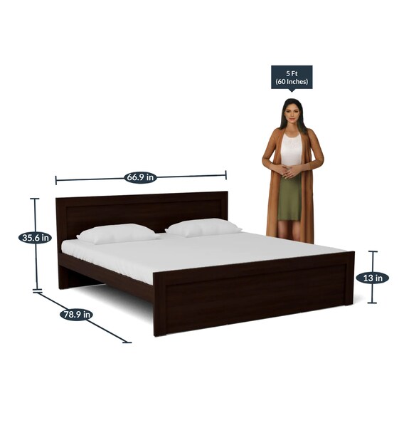 Buy Dazzle Queen Size Bed in Walnut Finish by HomeTown Online Modern