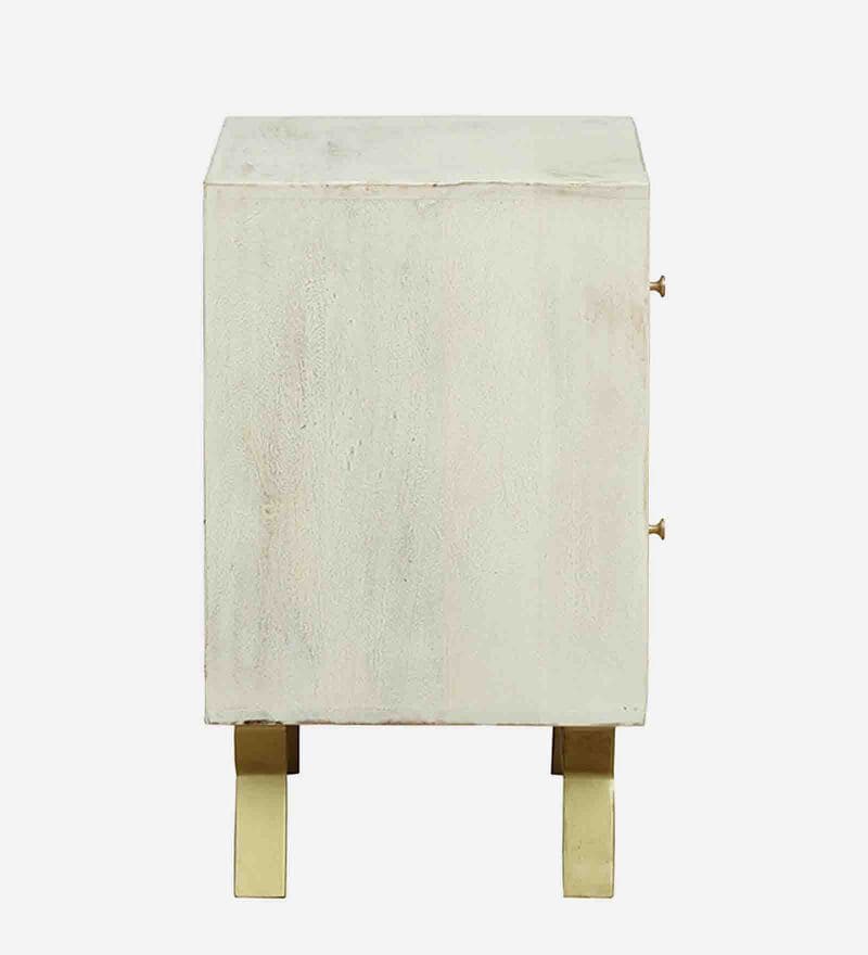 Buy Coltrane Solid Wood Bedside Table In Distress Finish With Drawers ...