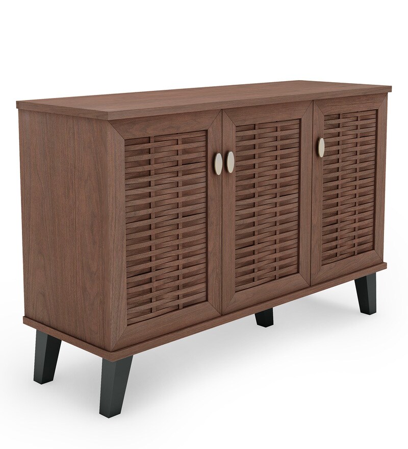 Buy Dane Three Door Shoe Cabinet In Walnut Finish By Home Online