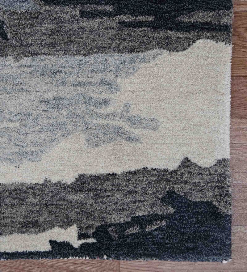 Buy Dark Gray Wool Viscose Abstract 8x10 Feet HandTufted Carpet by