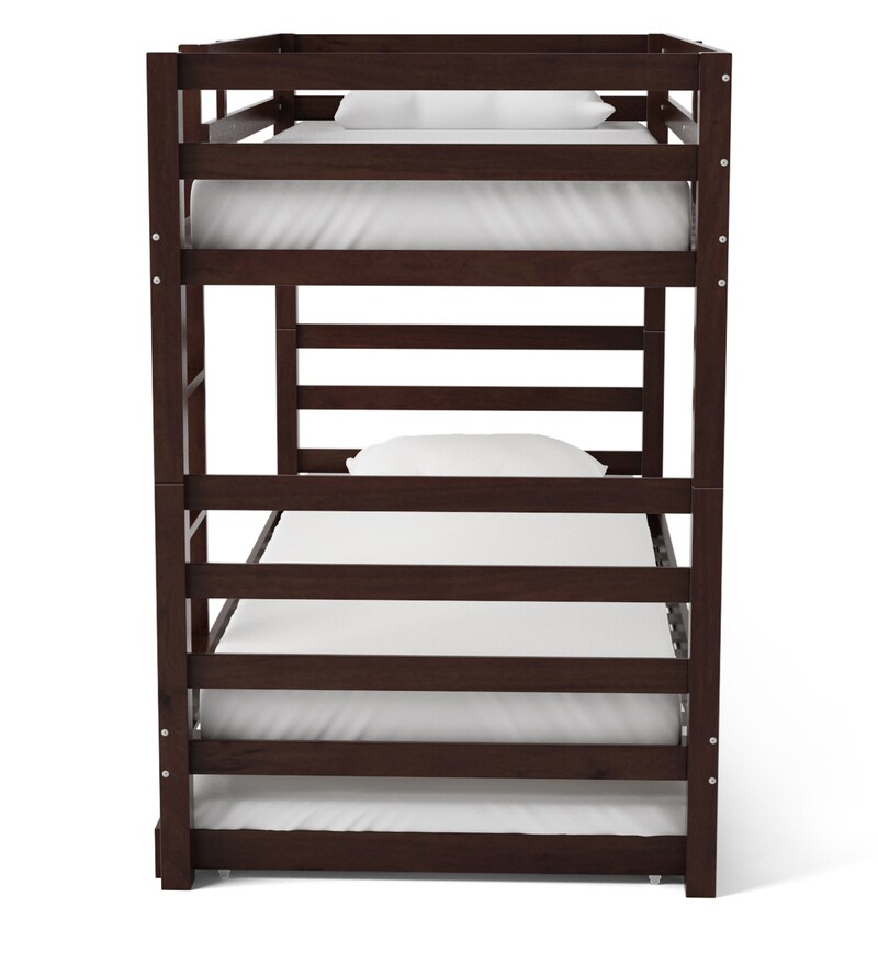 Buy Dave Bunk Bed with Trundle in Walnut Finish CasaCraft By Pepperfry Online Trundle Bunk