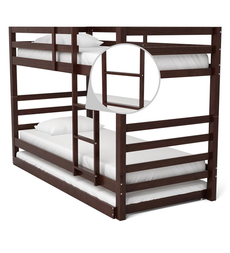 Buy Dave Bunk Bed with Trundle in Walnut Finish CasaCraft By