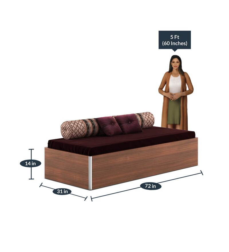 Buy Kosmo Single Bed with Storage in Rigato walnut Finish by Spacewood Online Modern Single