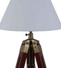 Charlotte White Cotton Shade Night Lamp With Wood & Metal Base