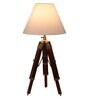 Charlotte White Cotton Shade Night Lamp With Wood & Metal Base