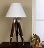 Dabbi Nickle Table Lamp(Cotton White Conical Shade)