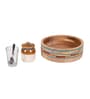 Multicolor Ceramic and Wood 5 Pcs Storage Jar with Spoon & Tray