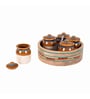 Multicolor Ceramic and Wood 5 Pcs Storage Jar with Spoon & Tray