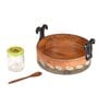 Dadiji's Brown Glass and Wood 7 Pcs Storage Jar With Spoon & Tray