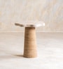 Daffodil Marble Top Side Table In Natural Finish