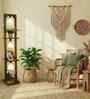 Daffodil Wooden Shelf Floor Lamp with Jute Shade & Brown Base