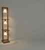 Daffodil Wooden Shelf Floor Lamp with Jute Shade & Brown Base