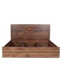 Daichi Queen Size Bed in Columbia Walnut Finish with Box Storage + Two Bedside Tables