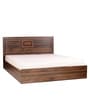 Daichi Queen Size Bed in Columbia Walnut Finish with Box Storage + Two Bedside Tables