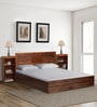 Daichi Queen Size Bed in Columbia Walnut Finish with Box Storage + Two Bedside Tables