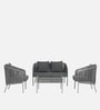 Daiden Steel & Braided Rope Sofa Set In Grey Finish With Pillow