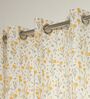 Daisies Yellow & Grey Cotton 230 GSM  Floral 7 Feet Room Darkening Eyelet Door Curtains (2 Pc)