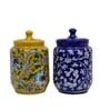 Daisy Multicolor Blue Pottery (Set Of 2) Storage Jar