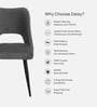 Daisy Fabric Dining Chair In Grey Colour