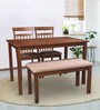 Daisy Solid Wood 4 Seater Dining Set in Wenge Finish with Bench