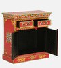 Alankaar Solid Wood Hand-Painted Compact Sideboard In Multicolour