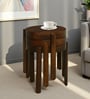 Dakovo Mango Wood Round Nest Of Tables In Tubbaq Finish ( Set of 3 )