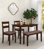Dallas Solid Wood 4 Seater Dining Set With Bench In Dark Cappuccino Finish