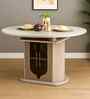 Dallas American Glass Top Extendable 6 Seater Dining Table With Inbuilt Cooktop & Storage Pedestal In White Finish