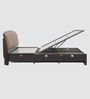 Dallas American King Size Bed With Upholstered Headboard & Hydraulic Storage In Brown color