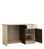 Dallas Workstation In Chocolate & Sandy Sawline Finish With File Cabinate And Drawers