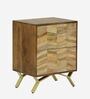 Coltrane Solid Wood Bedside Table In Natural Teak Finish With Drawers