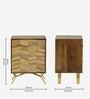 Coltrane Solid Wood Bedside Table In Natural Teak Finish With Drawers