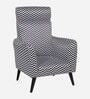 Damaro Velvet Full Back Lounge Chair In Black & White Colour