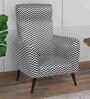 Damaro Velvet Full Back Lounge Chair In Black & White Colour