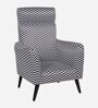 Damaro Velvet Full Back Lounge Chair In Black & White Colour