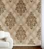 Damask Design With Leather Base Beige PVC Wallpaper with Emboss Finish