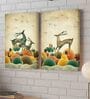 Dancing Deer Multicolour Engineered Wood (Set of 2) Art Panelss