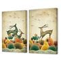 Dancing Deer Multicolour Engineered Wood (Set of 2) Art Panelss