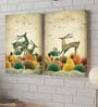 Dancing Deer Multicolour Synthetic Wood (Set of 2) Art Panelss