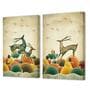 Dancing Deer Multicolour Synthetic Wood (Set of 2) Art Panelss